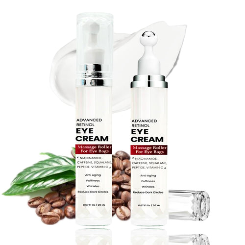 Caffeine Eye Cream for Dark Circles - Retinol Eye Cream Anti Aging - Eye Roller for Puffy Eyes - Dark Circles Under Eye Treatment - Eye Cream for Puffiness and Bags Under Eyes - Eye Bags Treatment